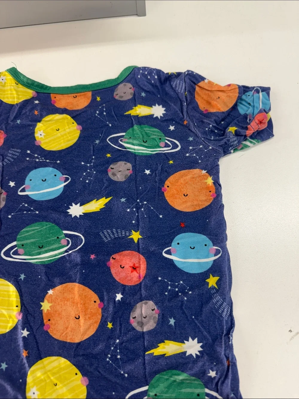 Little Sleepies Navy Space Planet Pajama Set with Green Trim